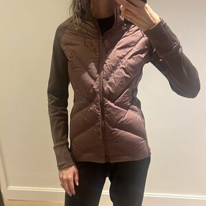 Athleta goose down jacket in an eggplant color